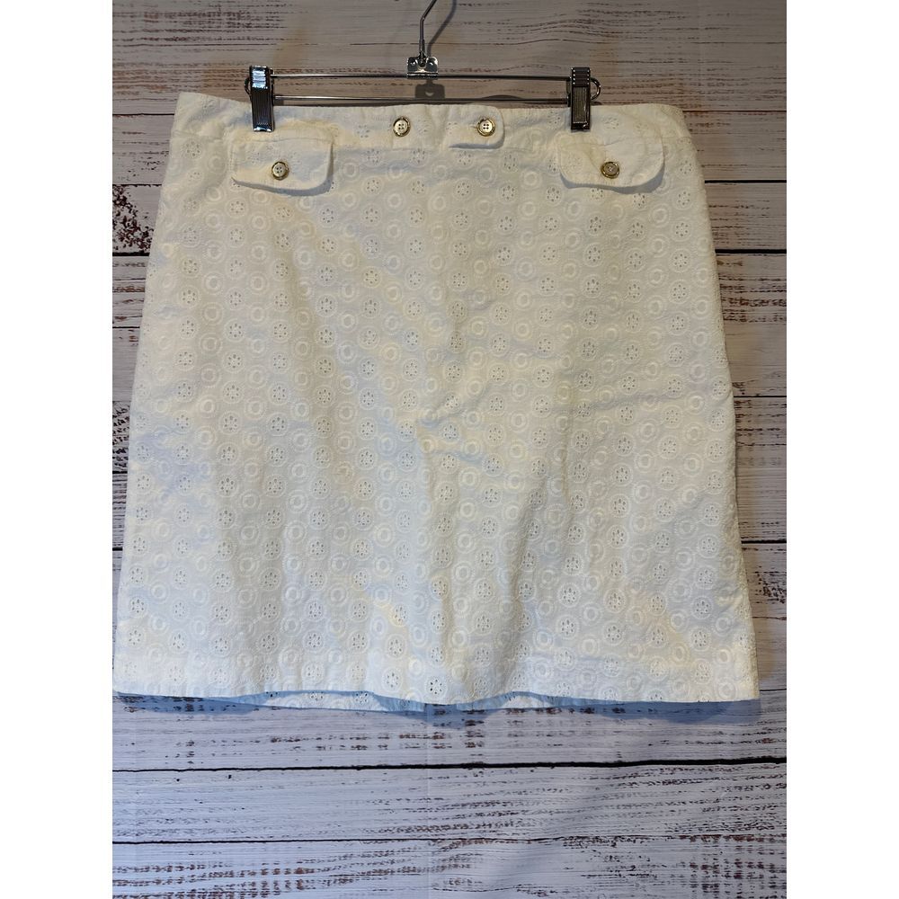 J‎ McLaughlin Skirt Women's 14 White Eyelet